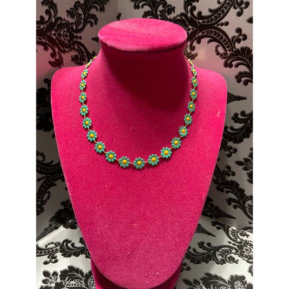Melania Clara aqua blue daisy necklace - Picture 2 of 4
